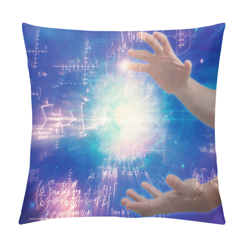 Personality  Hands Gesturing Against Of Mathematical Problems Pillow Covers