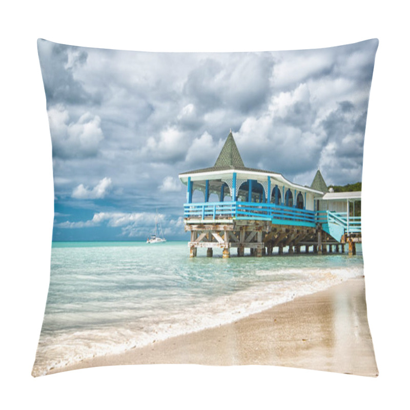 Personality  Sea Bungalow Holidays. Sea Turquoise Water And Bungalow House. Vacation Sea Sand Beach Tropical House Bungalow St.johns Antigua Stormy Day. Dramatic Cloudy Sky At Seaside. Vacation On Islands Pillow Covers