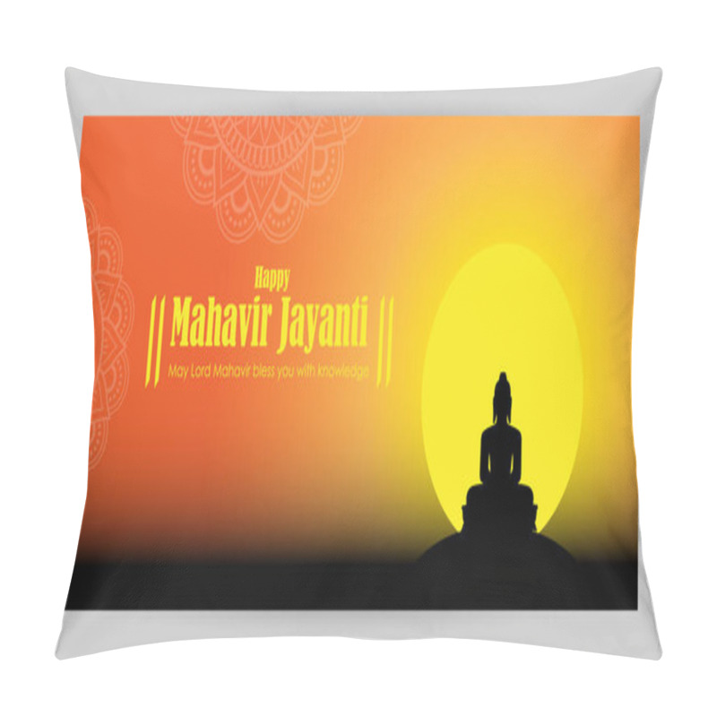 Personality  Vector Illustration Of Mahavir Jayanti Concept Banner Pillow Covers