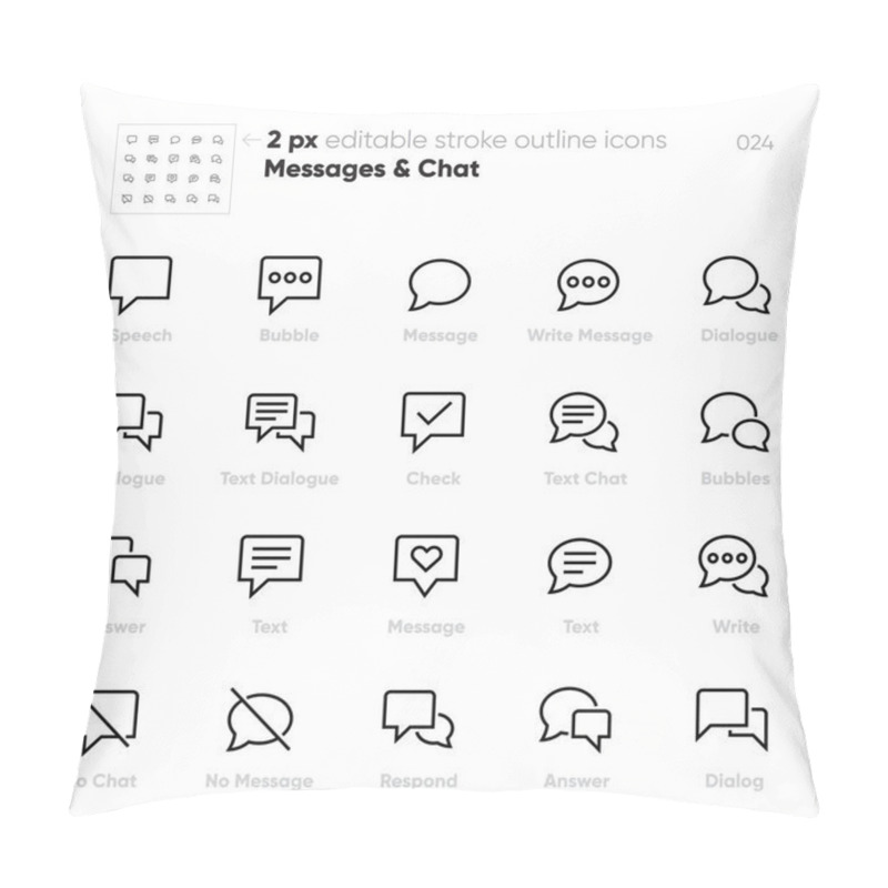 Personality  Dialogue Bubbles Outline Vector Icons. Chat, Speech, Text, Message. Editable Stroke Pillow Covers