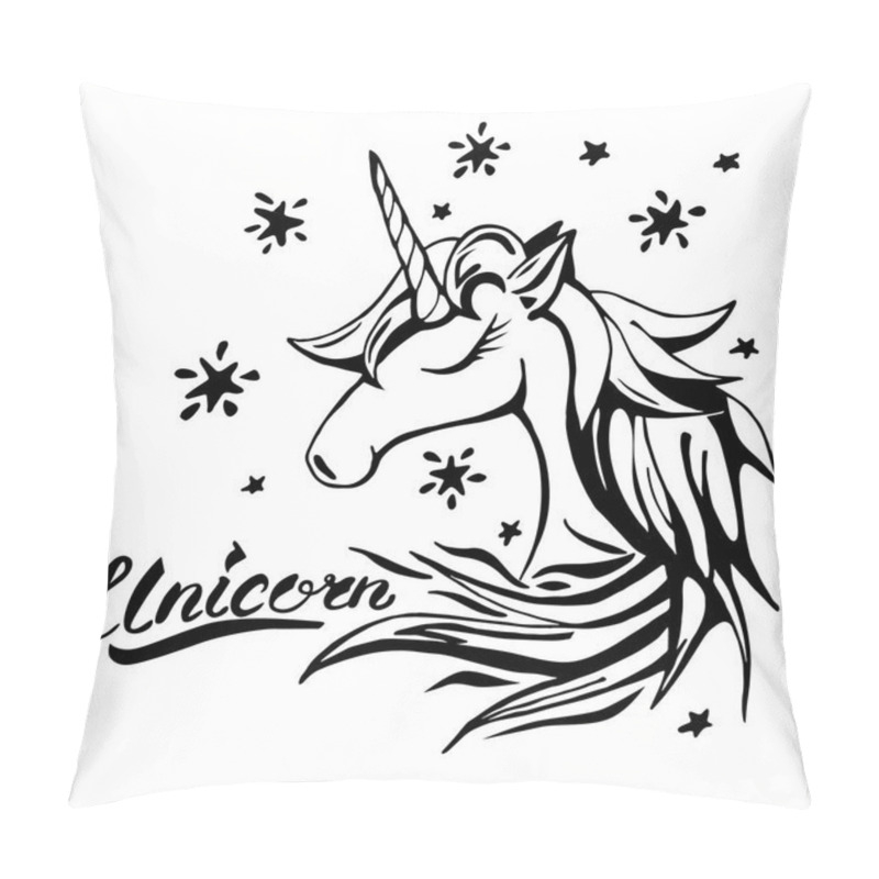 Personality  Unicorn Text And Character In Tattoo Style Pillow Covers