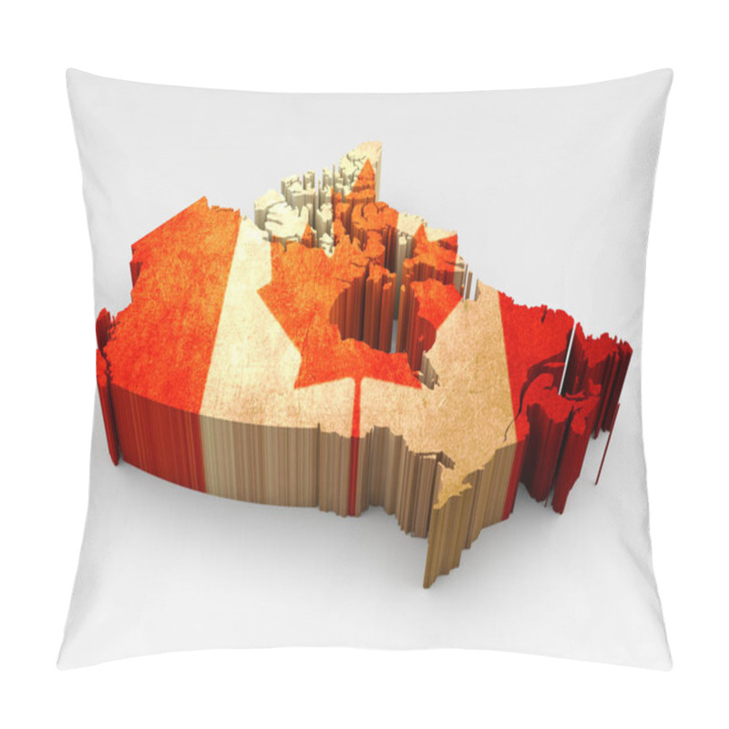 Personality  3d Textured Canada Map With Canadian Flag On White Background Pillow Covers