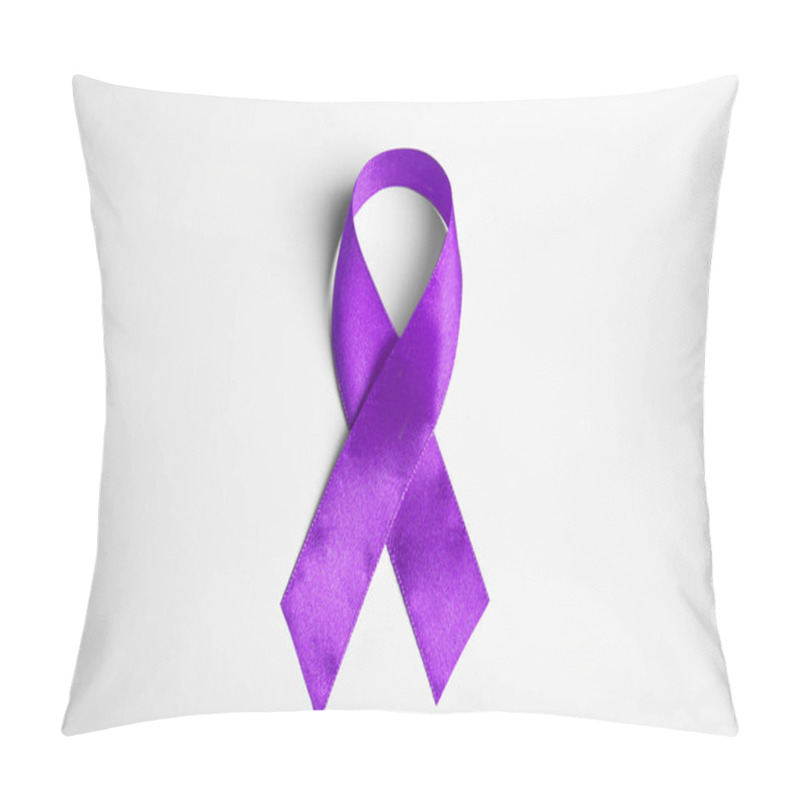 Personality  Purple Ribbon On White Background, Top View. Domestic Violence Awareness Pillow Covers