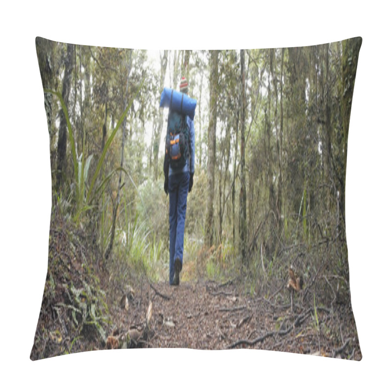 Personality  Woman Hiker Hiking In Rain Forest Pillow Covers