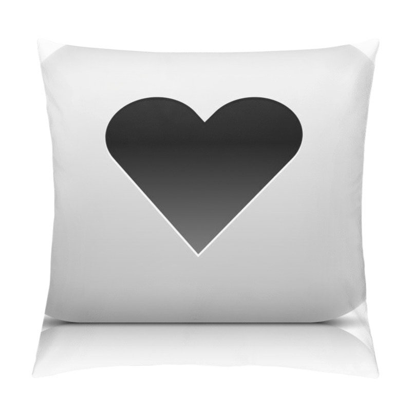 Personality  Stone Internet Web Button Heart Symbol. White Rounded Square Shape With Shadow And Reflection. White Background Pillow Covers