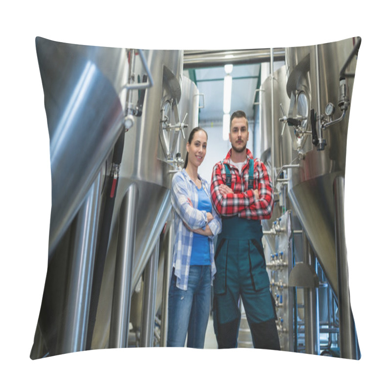 Personality  Brewers Standing At Brewery Pillow Covers