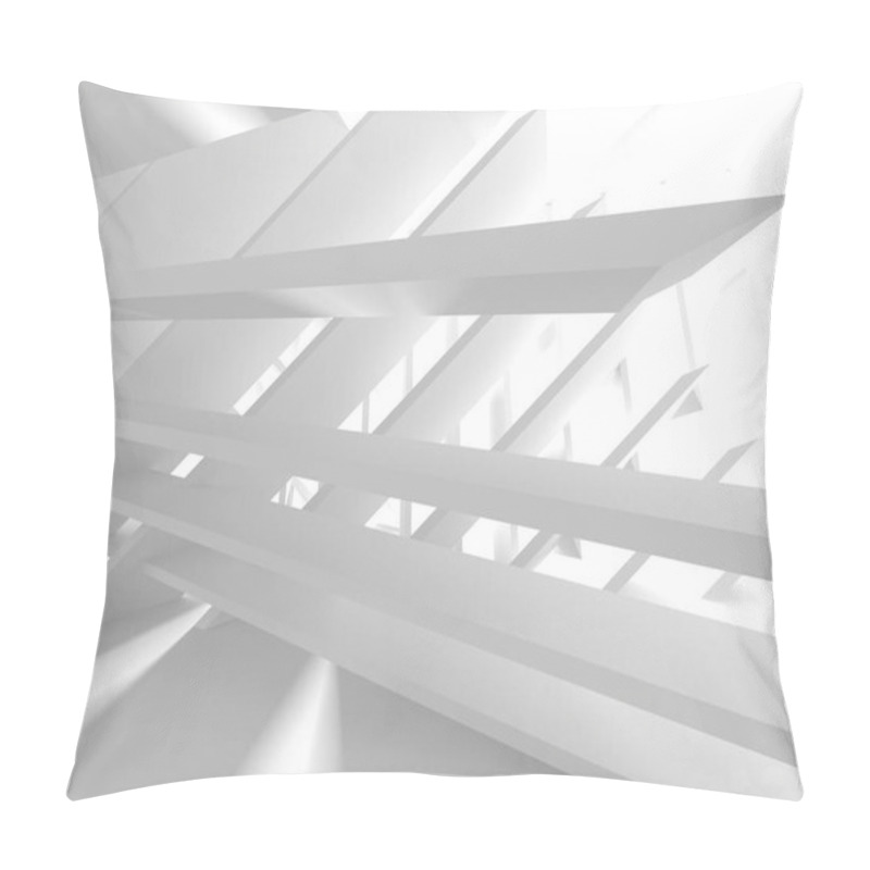 Personality  White Architecture Construction Modern Interior Background. 3d Render Illustration Pillow Covers