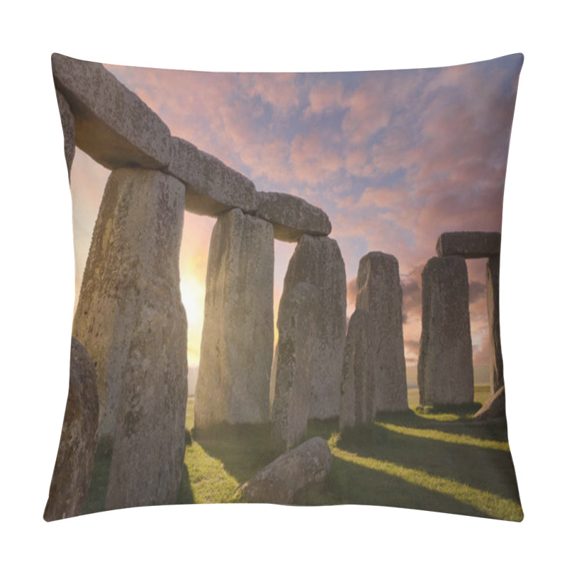 Personality  Inside The Circle Of Stones At Stonehenge, With Morning Sun Lighting Beaming Through The Arches Pillow Covers