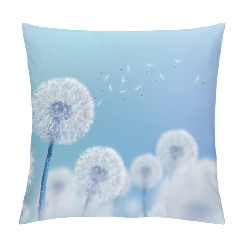 Personality  White Dandelions On Blue Background Pillow Covers