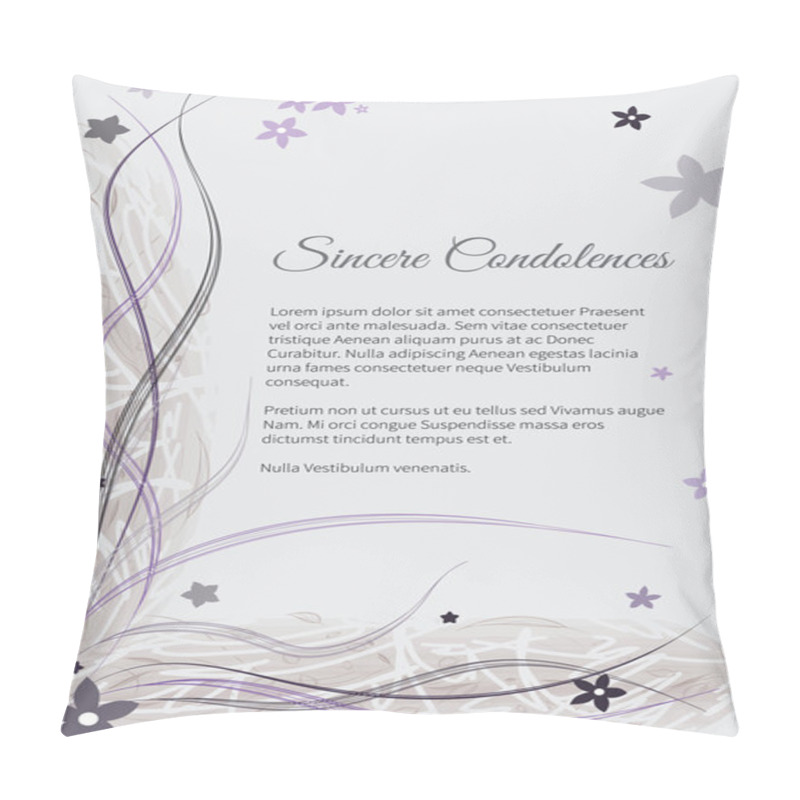 Personality  Vector Funeral Card With Elegant Abstract Floral Motif Pillow Covers