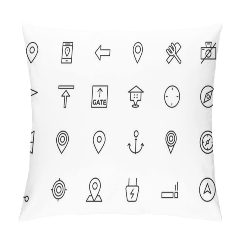 Personality  Map And Navigation Vector Line Icons 1 Pillow Covers