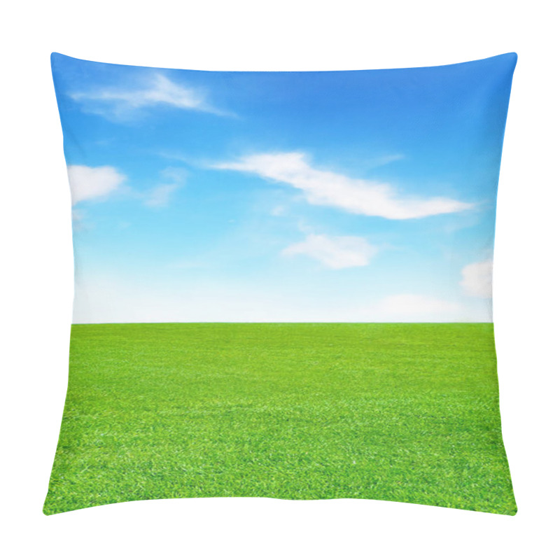 Personality  Green Meadow And Blue Sky With Fluffy Clouds Pillow Covers