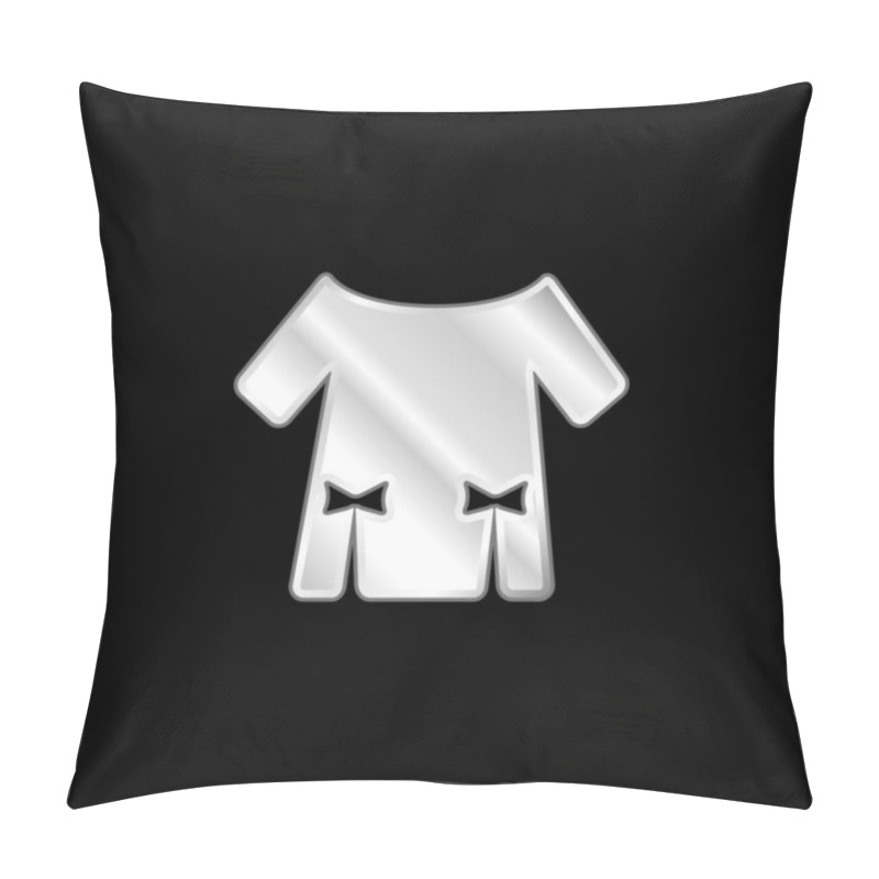 Personality  Blouse With Two Ribbons Silver Plated Metallic Icon Pillow Covers