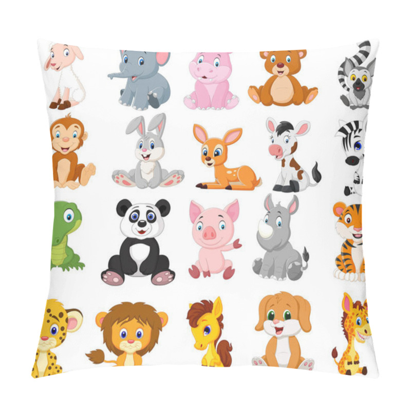 Personality  Vector Illustration Of Cartoon Animals Collection Set Pillow Covers