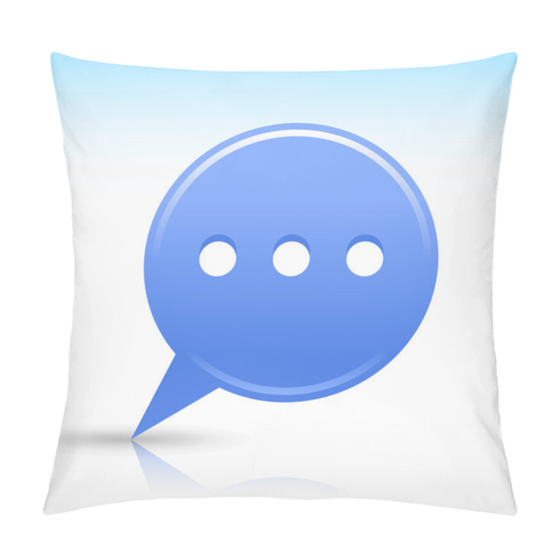 Personality  Blue Map Pin With Chat Room Sign. Satin Round Web Internet Button Icon With Drop Gray Shadow And Color Reflection On White Background. Vector Saved In 10 Eps. See More Design Elements In My Gallery Pillow Covers