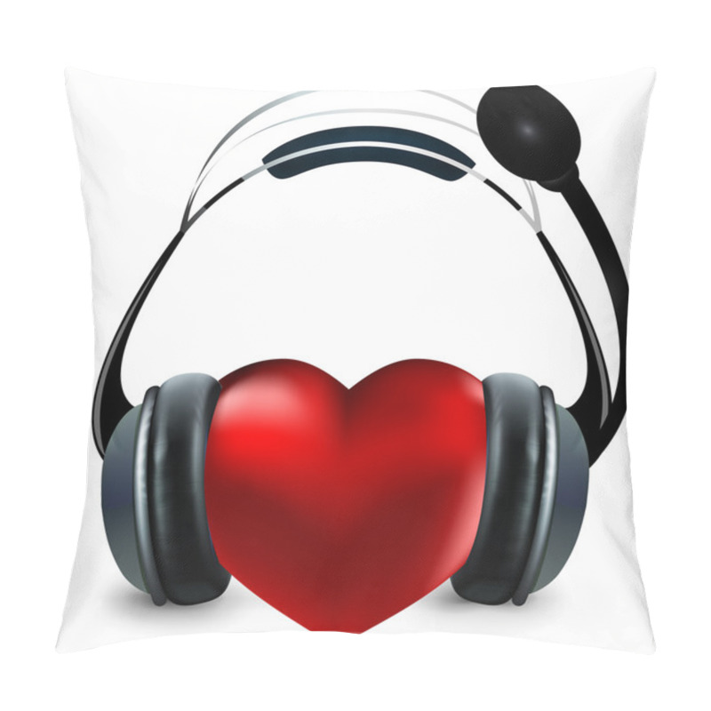 Personality  Red Heart With Headphones Pillow Covers