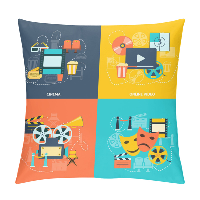 Personality  Cinema Flat Icons Composition Pillow Covers