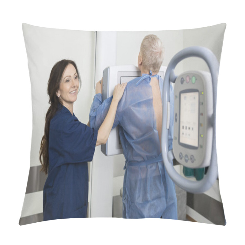 Personality  Happy Radiologist Taking Xray Of Man In Hospital Pillow Covers