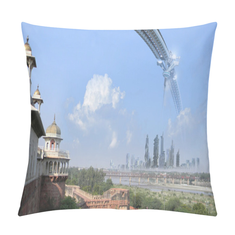 Personality  Fantasy Architecture Composite With Ancient Monument Pillow Covers