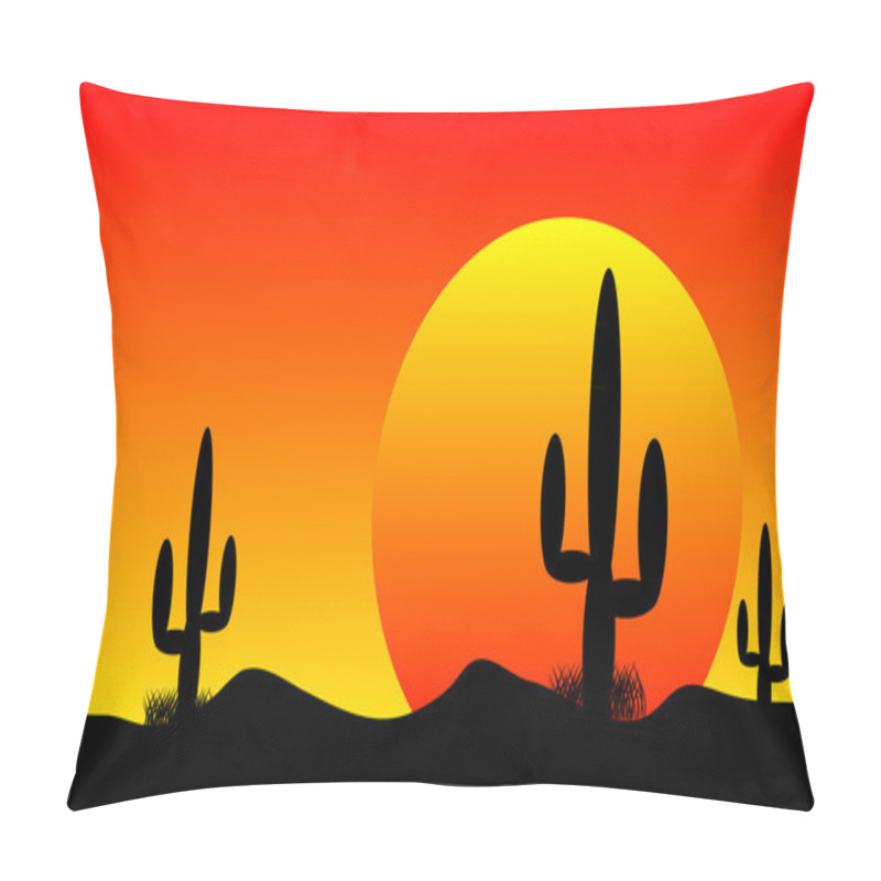 Personality  Desert Sunset With Cactus Plants Pillow Covers