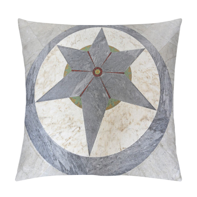 Personality  Gray Marble Star Mosaic Decoration At Roman Catholic Church In Naples Pillow Covers