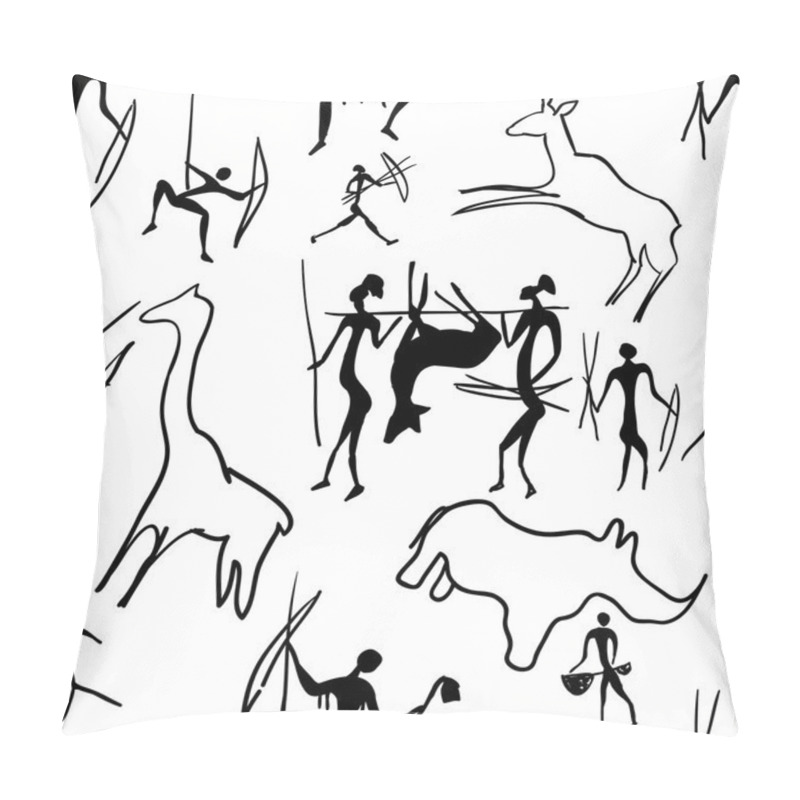 Personality  Seamless Pattern Of Rock Paintings Pillow Covers