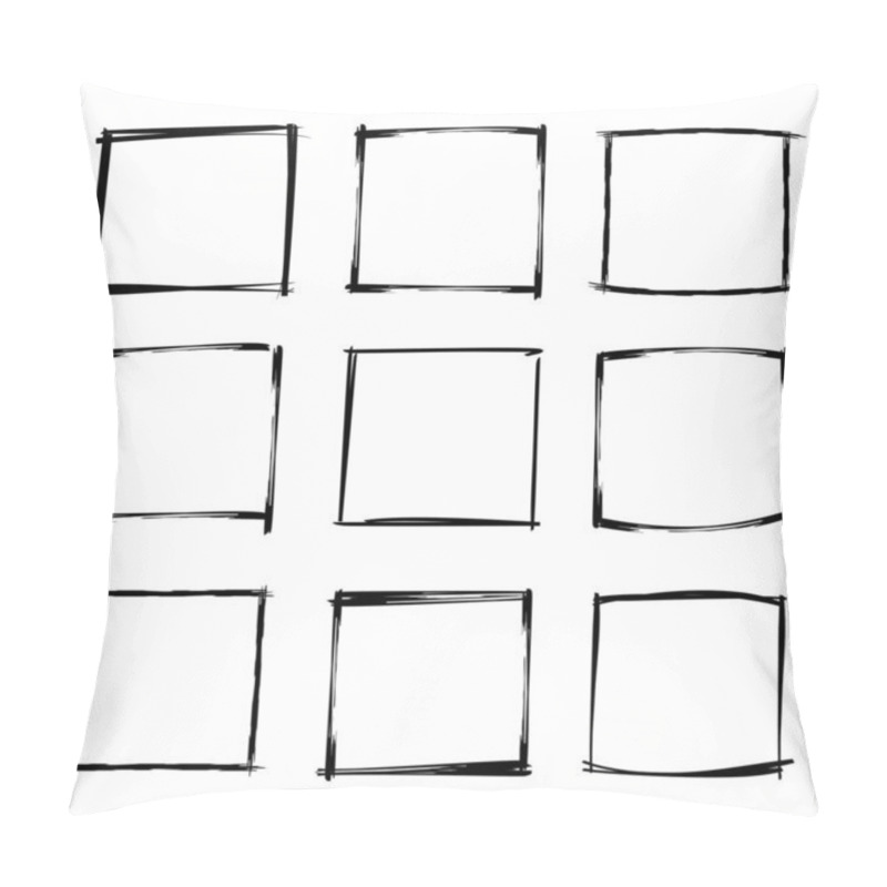 Personality  Grunge Frames Isolated Vector, Hand Drawn Rectangles Pillow Covers