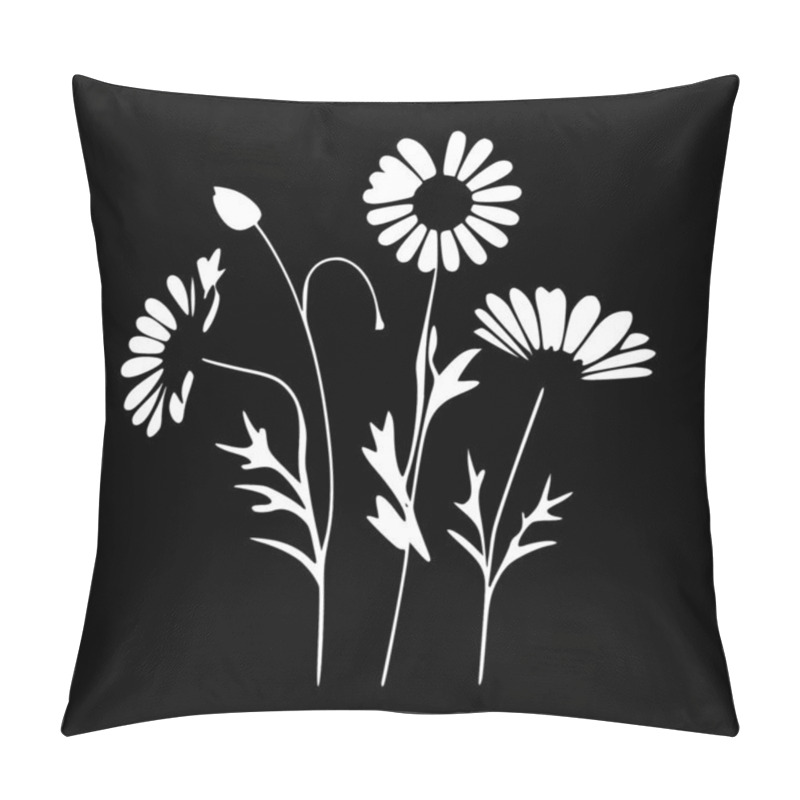 Personality  Flowers - Black And White Isolated Icon - Vector Illustration Pillow Covers