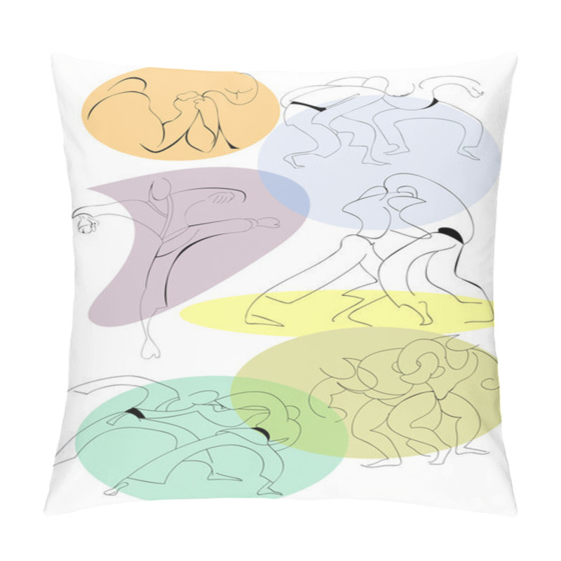 Personality  A Set Of Several Silhouettes Of Fighters Pillow Covers