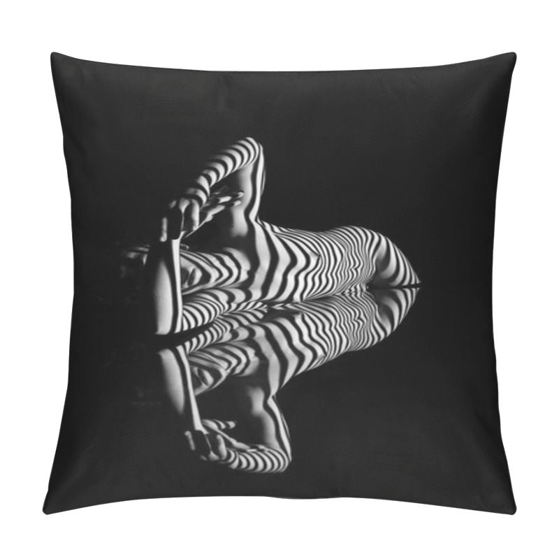 Personality  The Nude Woman With Black And White Zebra Stripes Pillow Covers