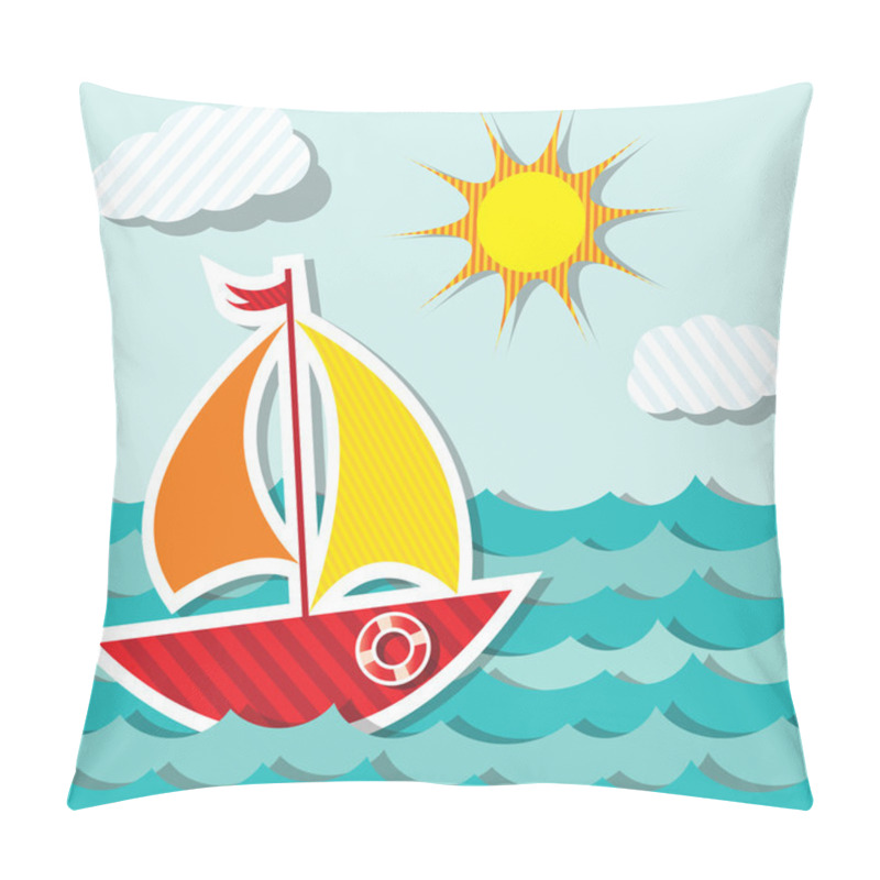 Personality  Vector Sailing Boat Sticker Pillow Covers