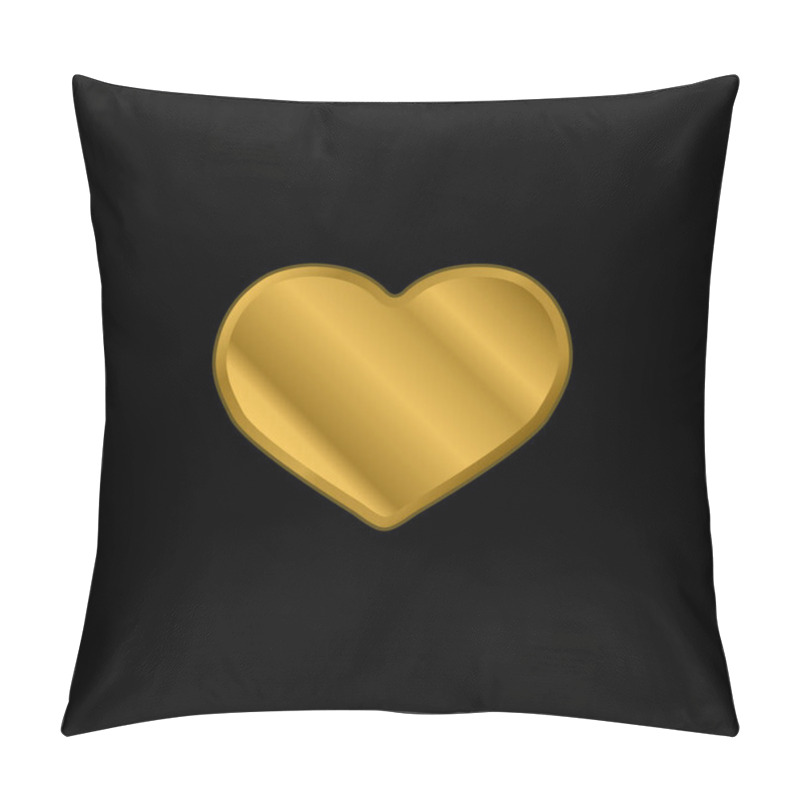 Personality  Big Black Heart Gold Plated Metalic Icon Or Logo Vector Pillow Covers