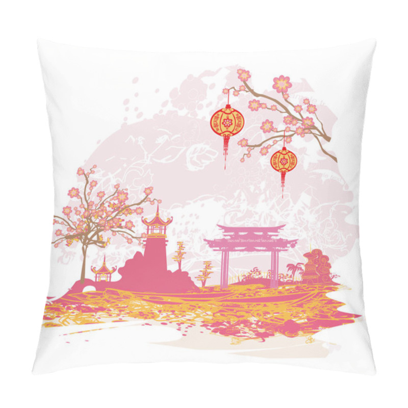 Personality  Abstract Asian Landscape Card Pillow Covers