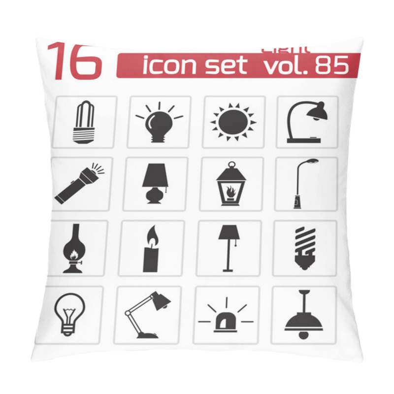 Personality  Vector Black Light Icons Set Pillow Covers