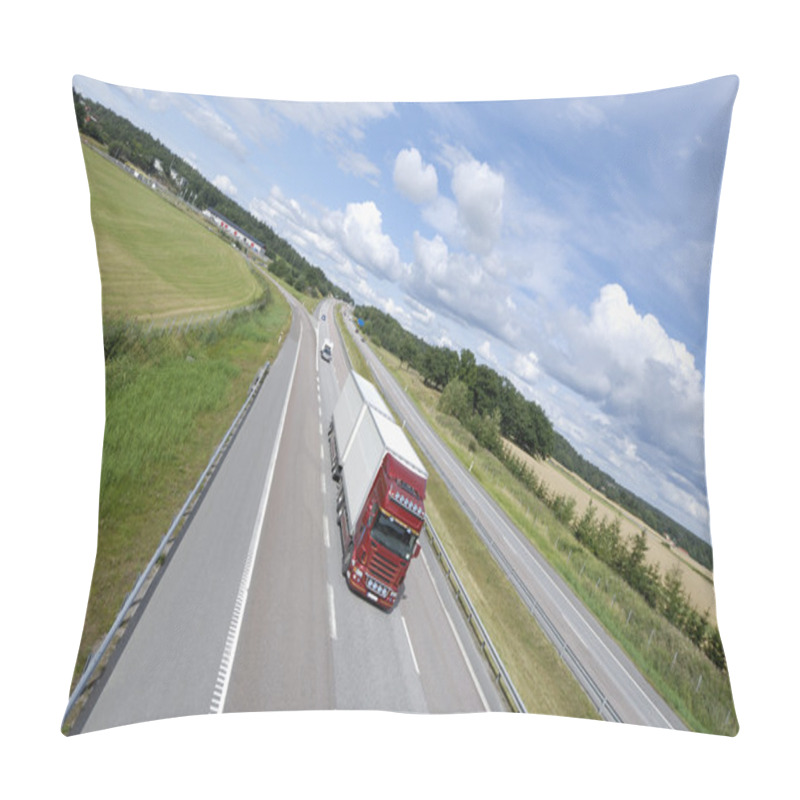 Personality  Truck Driving On Highway Pillow Covers