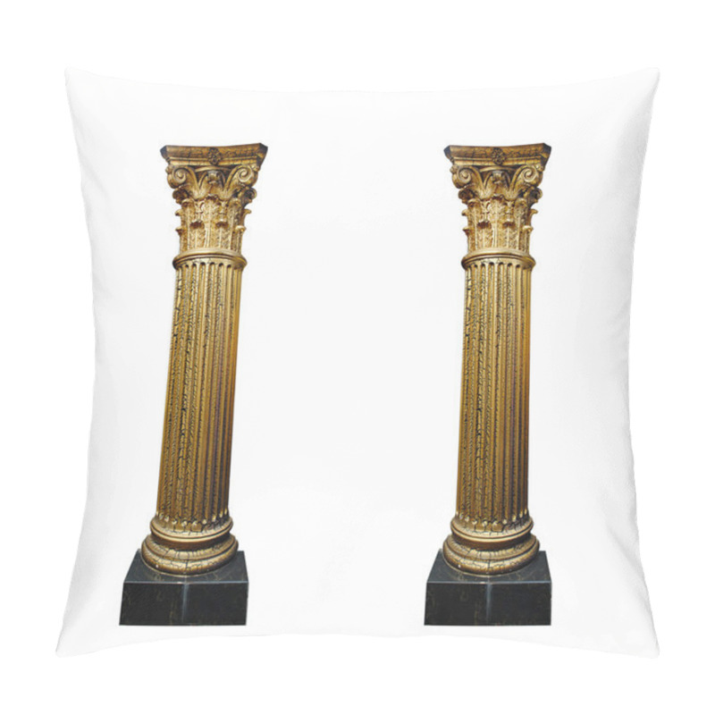 Personality  Two Gold Columns Isolated On White Background Pillow Covers