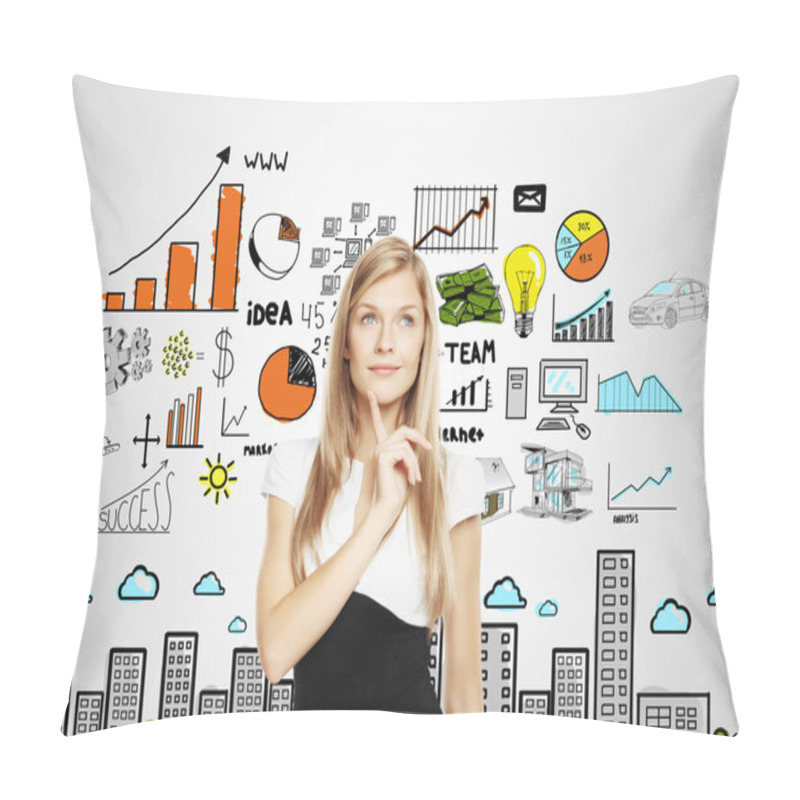 Personality  Businesswoman Thinking Pillow Covers