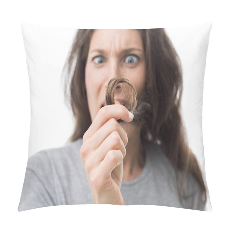 Personality  Woman Checking Split Ends Pillow Covers