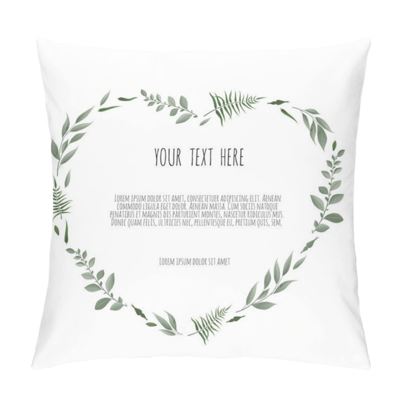 Personality  Floral Wreath - Heart Shape. Floral Vector Frame With Branches Leaves Foliage Pillow Covers