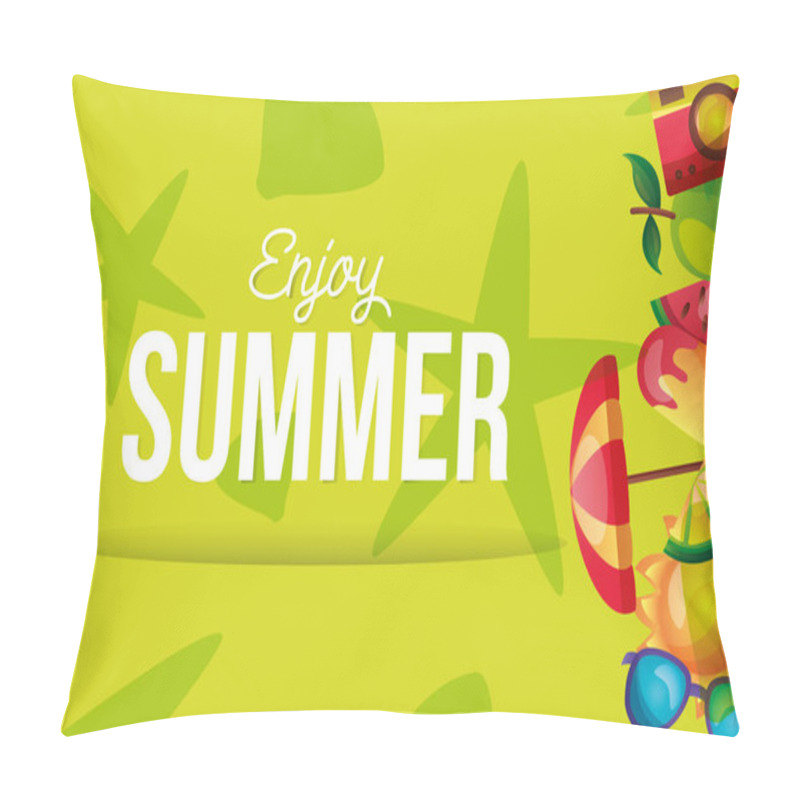 Personality  Summer Icon Set At Right Side Vector Design Pillow Covers