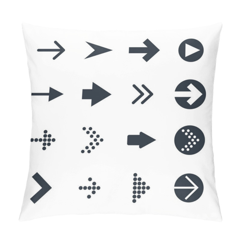 Personality  Vector Set Of Black Different Arrows Icon Pillow Covers