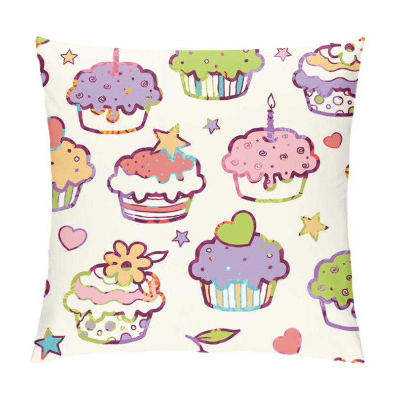 Personality  Birthday Muffins Seamless Pattern Background Pillow Covers