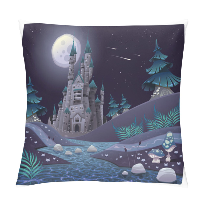 Personality  Nightly Panorama With Castle. Pillow Covers