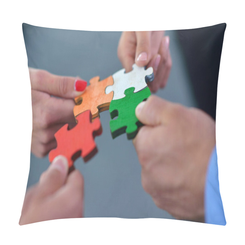 Personality  Group Of Business People Assembling Jigsaw Puzzle Pillow Covers