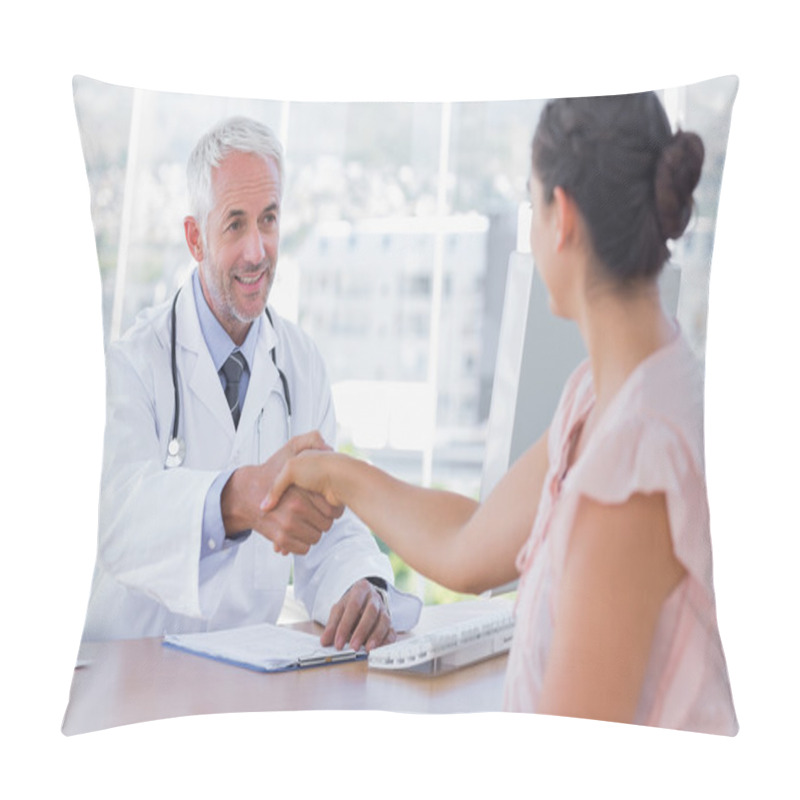 Personality  Doctor Shaking Hands To Patient Pillow Covers