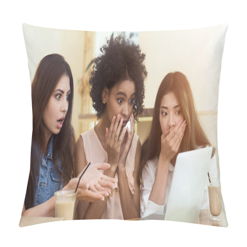 Personality  Surprised Teenagers Shocked With Last Publication On Web Page Pillow Covers