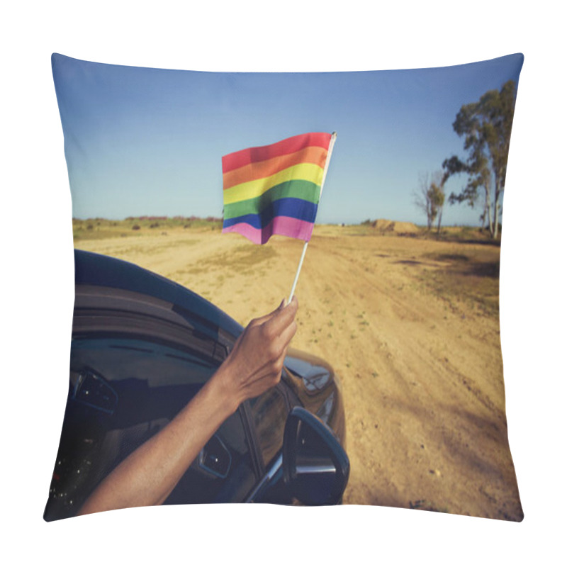 Personality  Man Waving A Small Rainbow Flag Pillow Covers