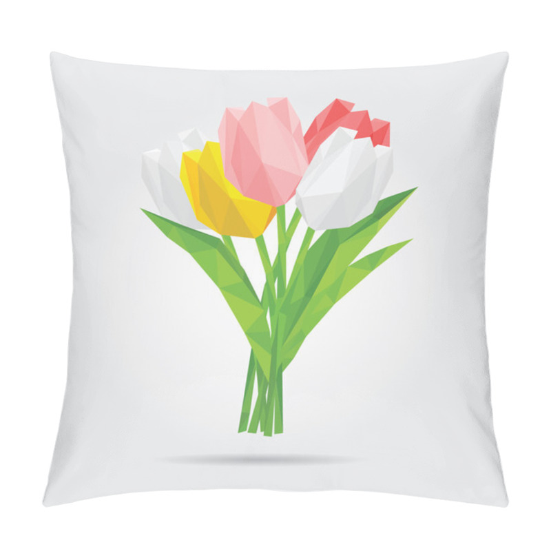 Personality  Polygonal Flowers. Polygonal Tulips In Vector Pillow Covers