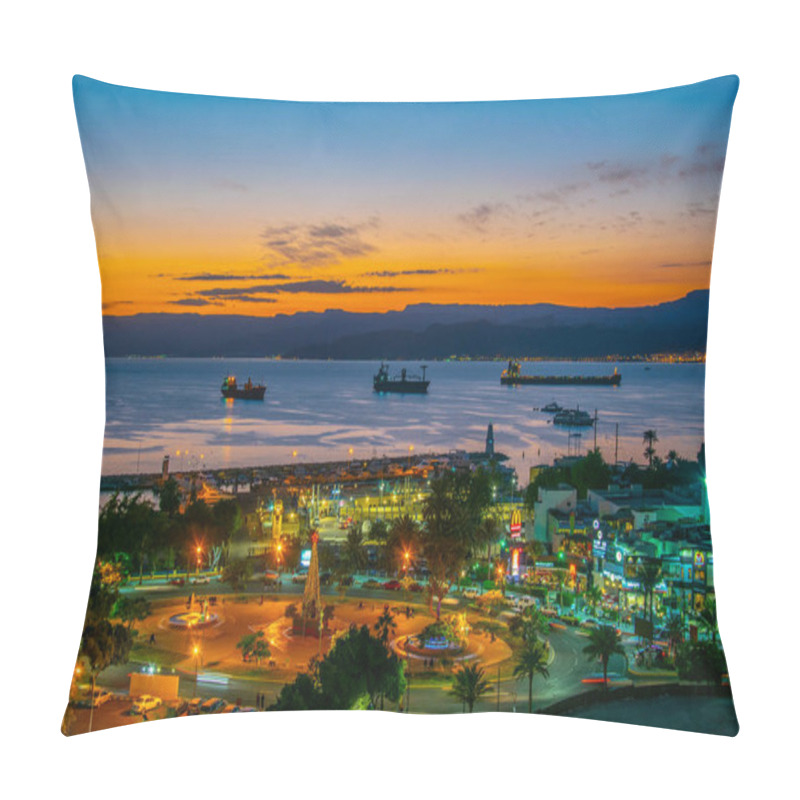 Personality  AQABA, JORDAN, DECEMBER 31, 2018: Sunset View Of The Great Arab  Pillow Covers