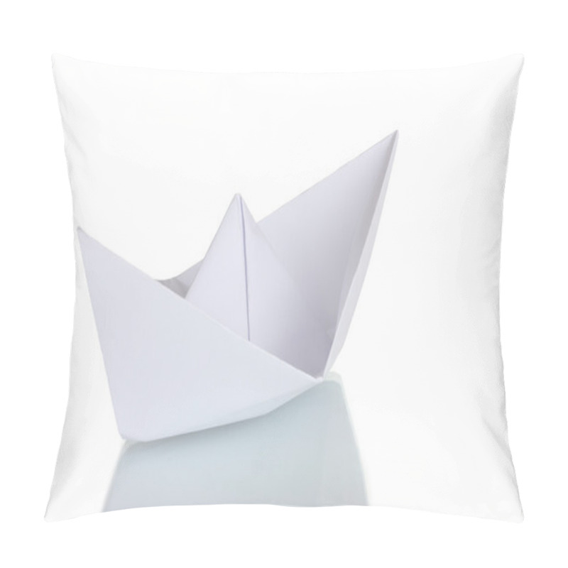 Personality  Origami Paper Boat Isolated On White Pillow Covers